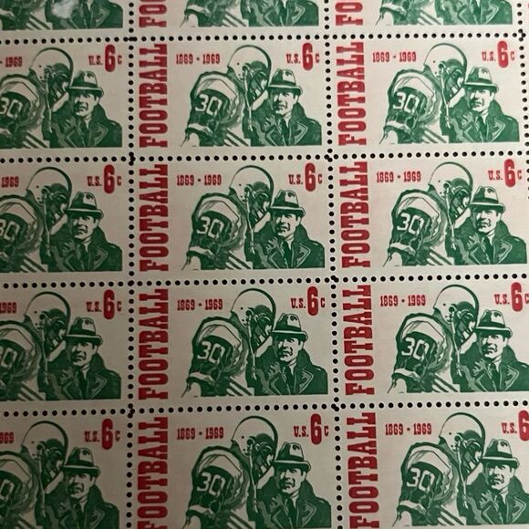 Vintage MNH 1969 Scott #1382 College Football 6 Cent Stamp Sheet of 50 Stamps - Picture 4 of 5